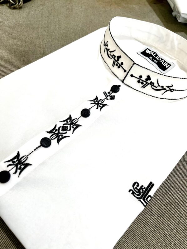 A-Pure White Cotton (Subtle Arabic Embroidery)