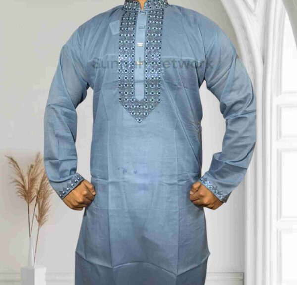 Deep Sky Blue Cotton Panjabi