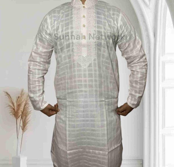 Imported Kota Fabric Panjabi (White)