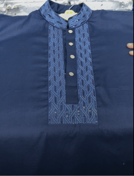 Navy Blue Panjabi with Signature Sequin Work