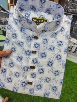 Cotton Print Blue Design (Slim Fit)