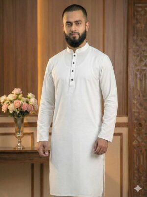 Adi Cotton Premium White Panjabi