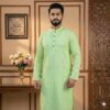 Jamdani Cotton- Lemon Yellow Panjabi