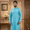 Jamdani Cotton- Sky Blue Panjabi
