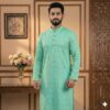 Premium Jamdani Cotton- Mint Green Panjabi