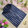 Navy Blue Stripe- Premium Tencil Cotton