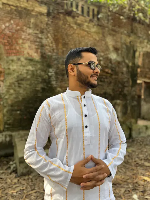 Premium Gold Stripe- Dhuti Cotton