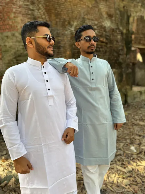 HeringBon Arong Cotton Special Combo - White and Sky Ash