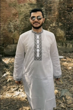A-Embroidered Adi Cotton Panjabi (White)