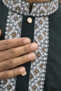 A-Embroidered Adi Cotton Panjabi (Black)